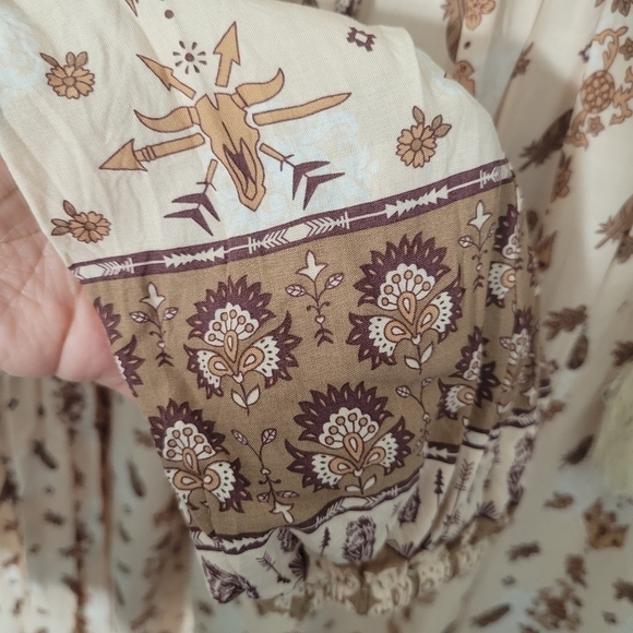 The Fox and The Mermaid Boho Southwestern Print Ximena Dress in Coconut - Picture 8 of 16